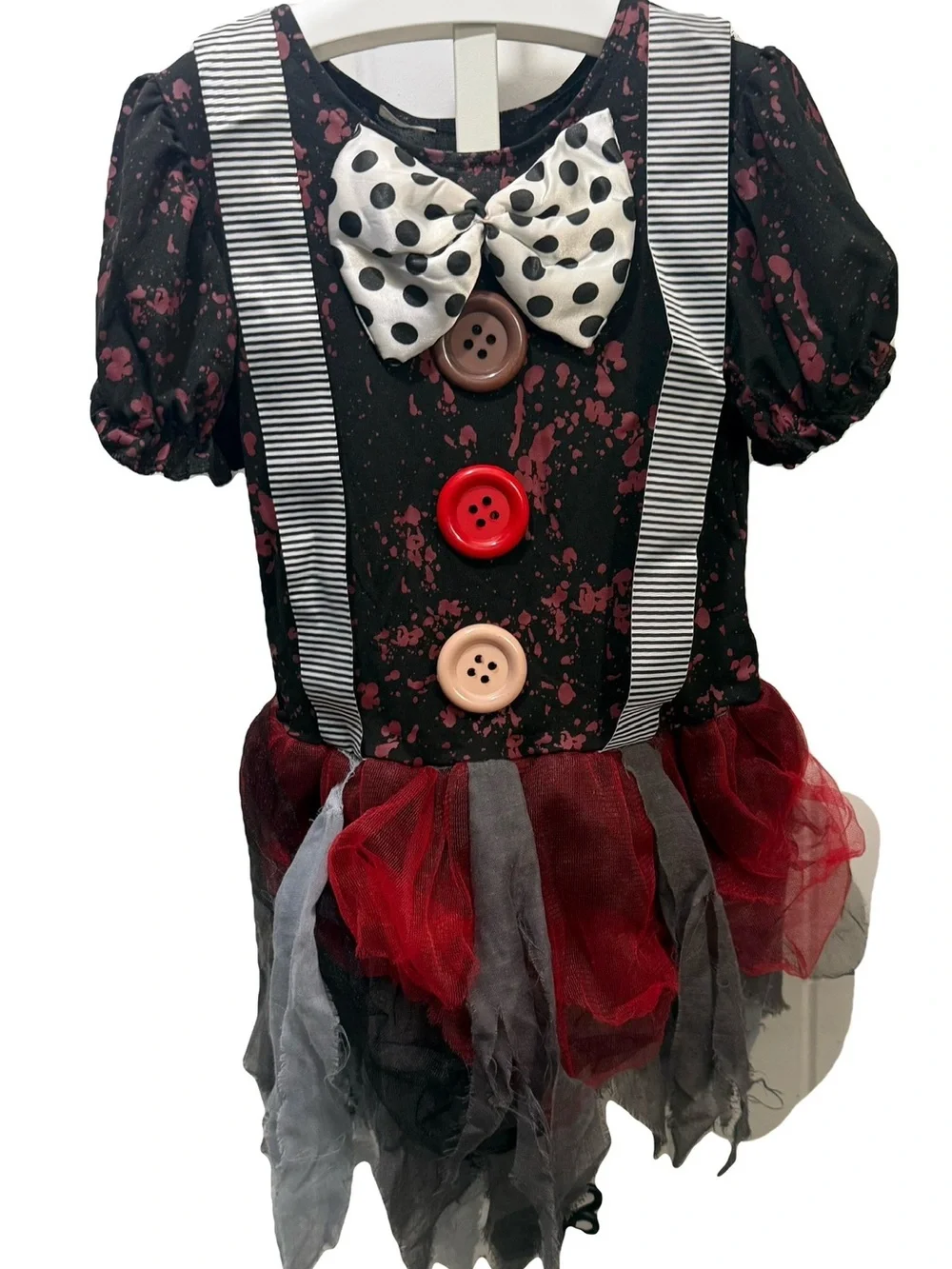 Killer Clown Costume for Kids 8-10 with Bleeding Machete Included